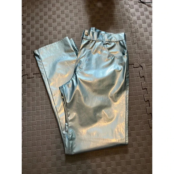 Redballs On Fire Pants - RB Redballs On Fire Light Blue Shiny Pants, 80's/Disco/Funk, Size 34 Waist